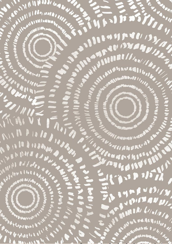 Abstract art poster with brown circular patterns, perfect for adding style to a living room.
