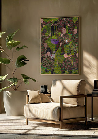 One way to stop hiccups is to poke the back of your throat with a cotton swab by Daukantė framed above a beige armchair beside a potted plant