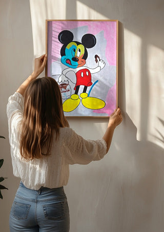 Not by Cheese Alone by NKo being hung on a sunlit wall