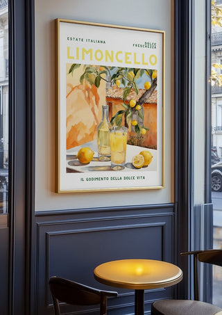 La dolce vita - Limoncello by Ohkimiko in an oak frame on a panelled cafe wall