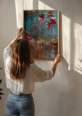 go with the flow(er) by hazelart being hung on a sunlit wall