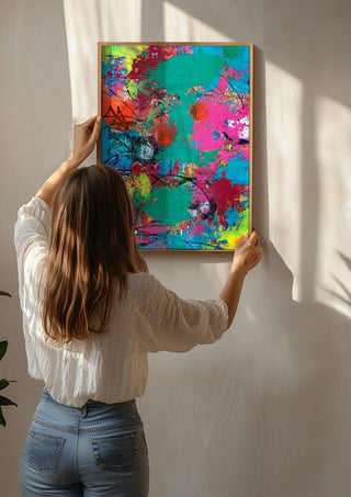 paint it loud by hazelart being hung on a sunlit wall