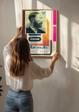 Beard by Kareem Rizk being hung on a sunlit wall