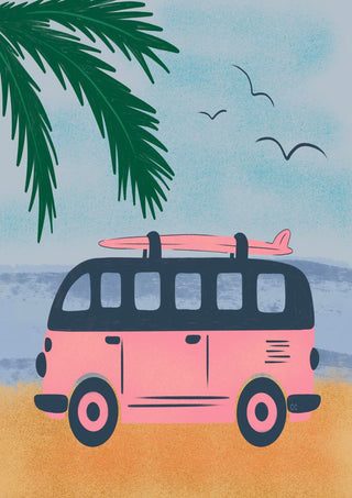 Pink Beach Camper - Carrie Cantwell