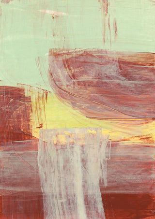 abstract layers and forms 1 by Iris Lehnhardt - rust red curves and a pale column on mint green