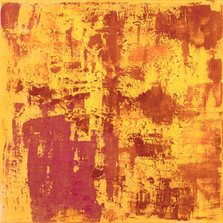 Lebenskunst by Sophie Schillen - an abstract of warm yellow and ochre with scraped rust red blocks