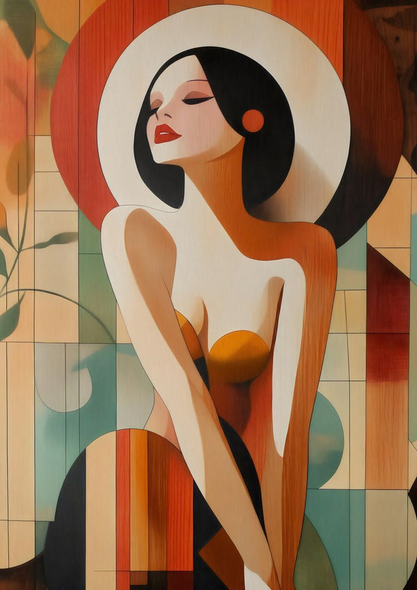 Golden Silence by ArtySjak - an Art Deco woman with a black bob before a cream disc