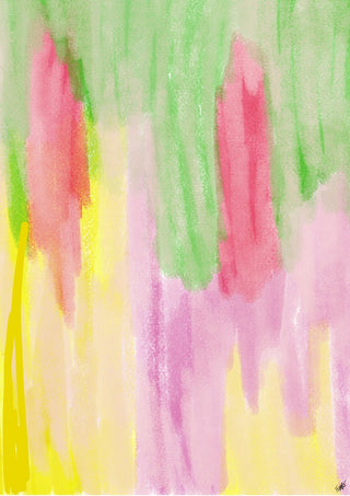 Pinky flow by FridaRit - vertical strokes of pink, spring green and lemon yellow running down the sheet
