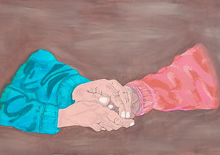 Beautiful kindness by Sulaika Martis - two hands clasped against a plain brown ground