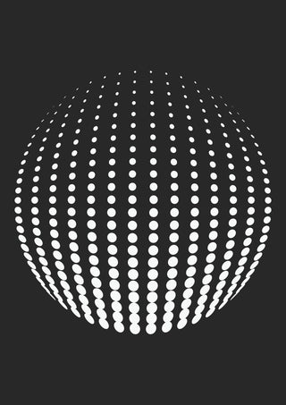 Bubbles by Aleksi Allan - a sphere built from rows of white dots on a near-black ground