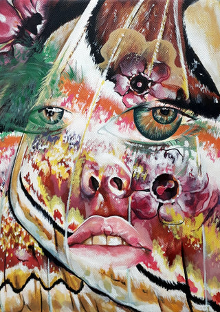 Butterfly Dream by Okiana - a woman's face merged with butterfly wings in orange and green