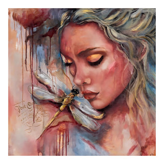 Inner Reflection by Elisa Kay - a dragonfly resting against the cheek of a blonde woman with closed eyes