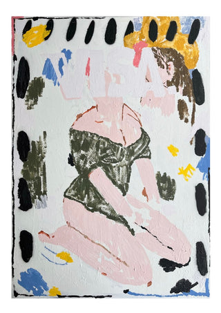 VISA OWNS MY EYES by Oscar Birch - a kneeling pink figure with the word VISA across her face