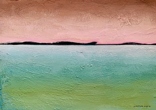Boundary of Light by Marina Agre - copper and rose above turquoise, split by a black line