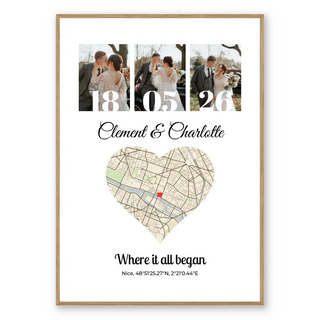 Map & photo collage - Personalized poster
