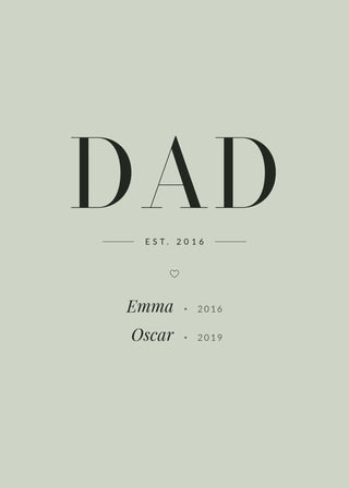 Dad Est. personalised poster with children's names – Sage