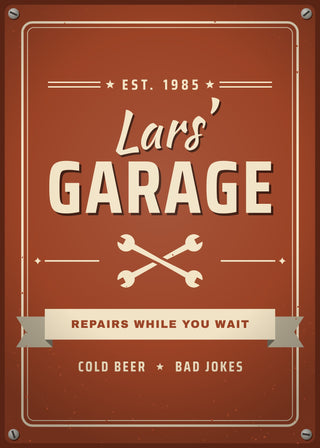 Dad's Garage personalised vintage sign poster – Rust & Cream