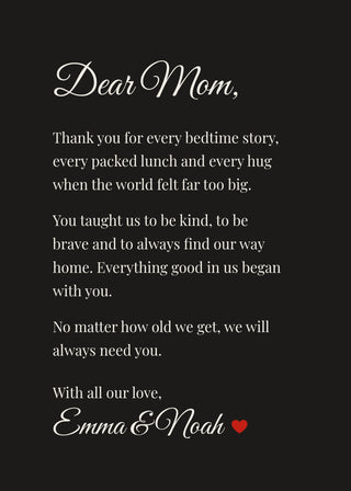 Dear Mom personalised letter poster – Black