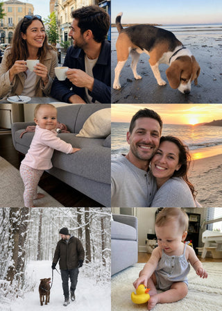 Family Collage personalised poster – 6 family photos in an even grid, edge to edge without a border