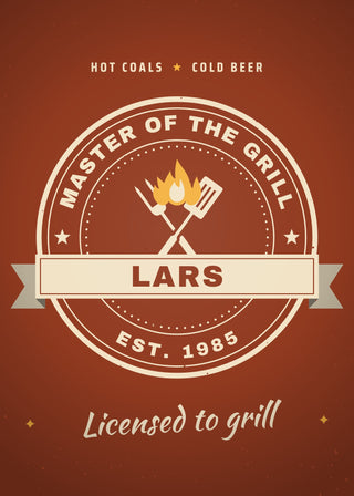Master of the Grill personalised vintage badge poster – Rust & Cream