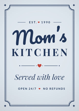 Mom's Kitchen personalised vintage sign poster – Navy & Red