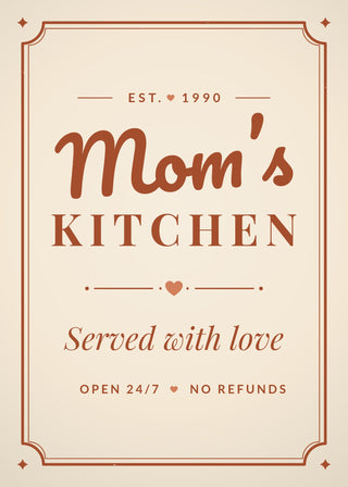 Mom's Kitchen personalised vintage sign poster – Rust & Cream