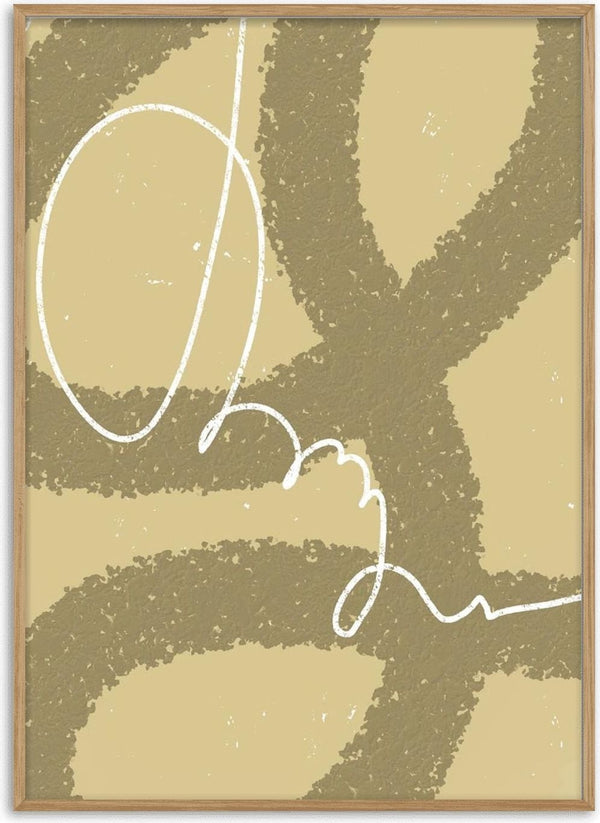 Abstract art print with looping beige and tan lines, featured on the Drift Loop I - Yuli product page.