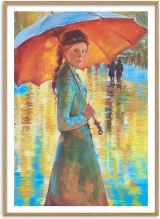 Woman with an Orange Umbrella - Mariia Nikolina