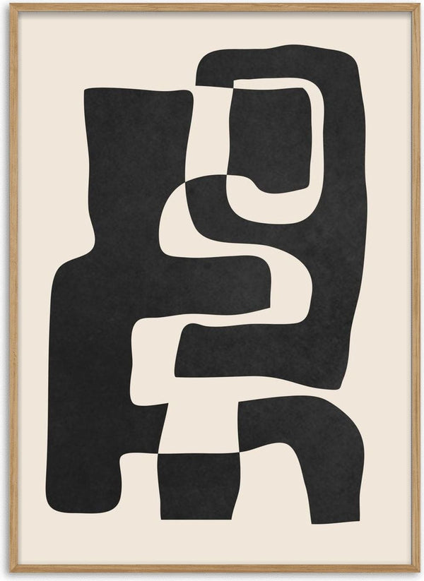 Abstract Art 55 by ThingDesign - interlocking black cut-paper shapes on a cream ground