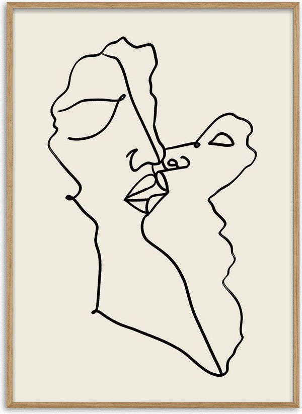 Minimalist line art of two abstract faces intertwined, emphasizing unity and modern design.