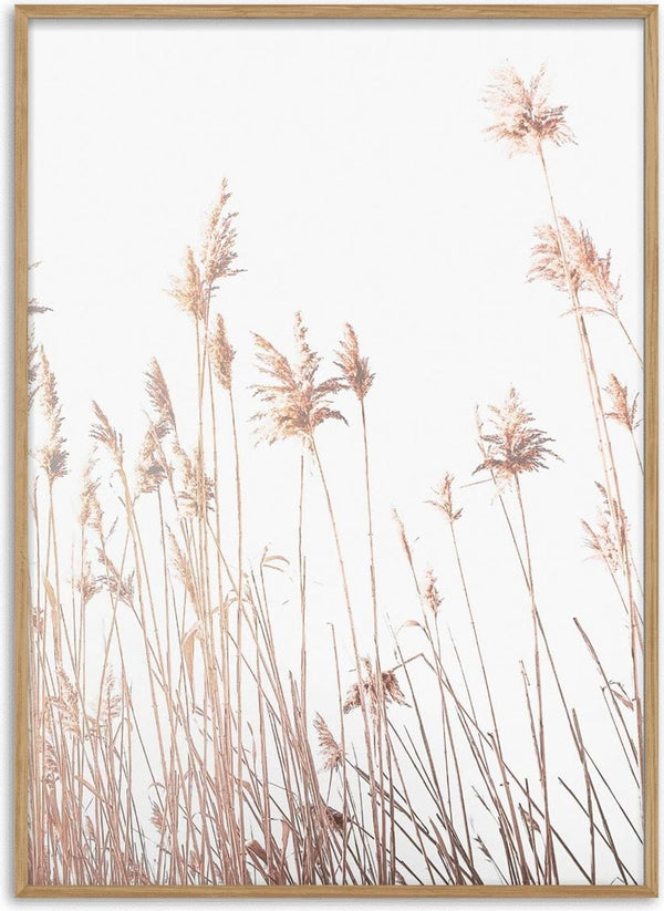 Minimalist poster featuring abstract reeds against a white background, perfect for modern home decor.