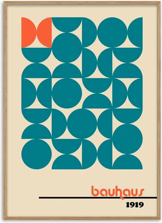 Bauhaus orange on blue poster