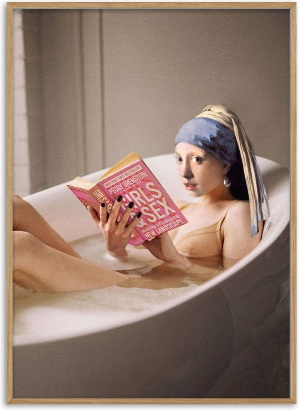 Chillin Time by Dikhotomy — Girl with a Pearl Earring reading in a bathtub