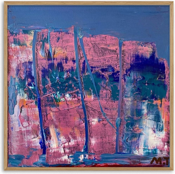 City Light by Maria-Tia - abstract city of dusty pink shapes against slate blue