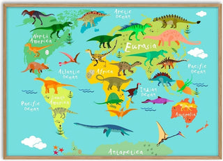 Dinosaur Verdenskort Poster til børn