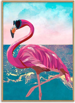 Flamingo goes to the beach
