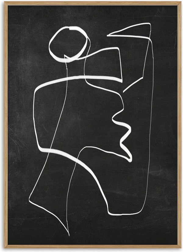 Form in Motion by ThingDesign - a single white line figure on a chalky black ground