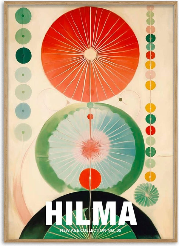 Abstract circles in red and green tones, with "HILMA" text for Green Hilma - Tara Green product page.