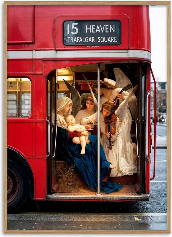 Heaven Route by Dikhotomy - Madonna and angels inside a red London bus