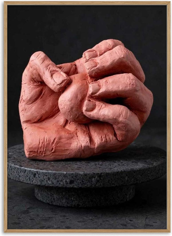 Hold Me - Terracotta Hands by Ammar - two clasped hands modelled in clay against black