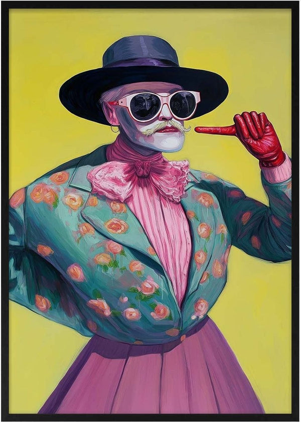Colorful, stylish figure wearing sunglasses and pointing a red-gloved finger, on the cover of I Point My Finger - Martin Zen.