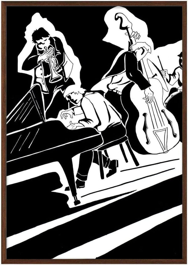 Jazz Quartet by Massimo Frascogna - trumpet, piano, double bass and drums in black and white