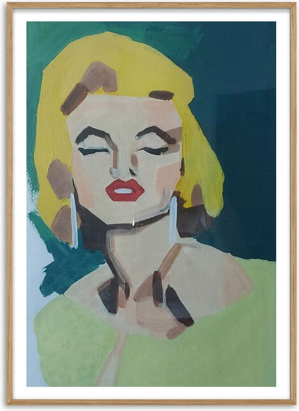 Marilyn Monroe by creatievananne - the actress painted in flat blocks of yellow and green