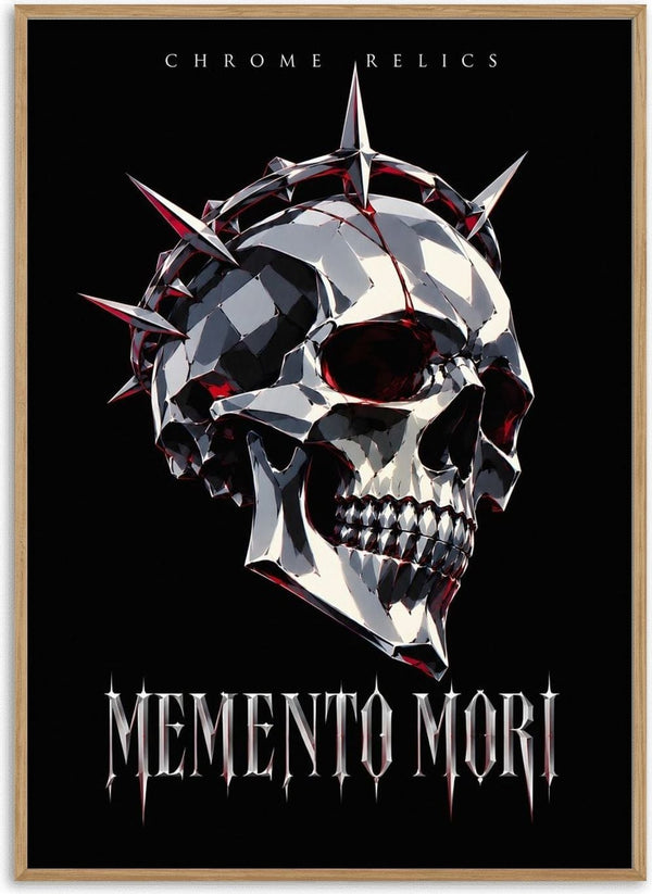 Memento Mori by Melancholy Machinations - a chrome skull in a crown of thorns against black