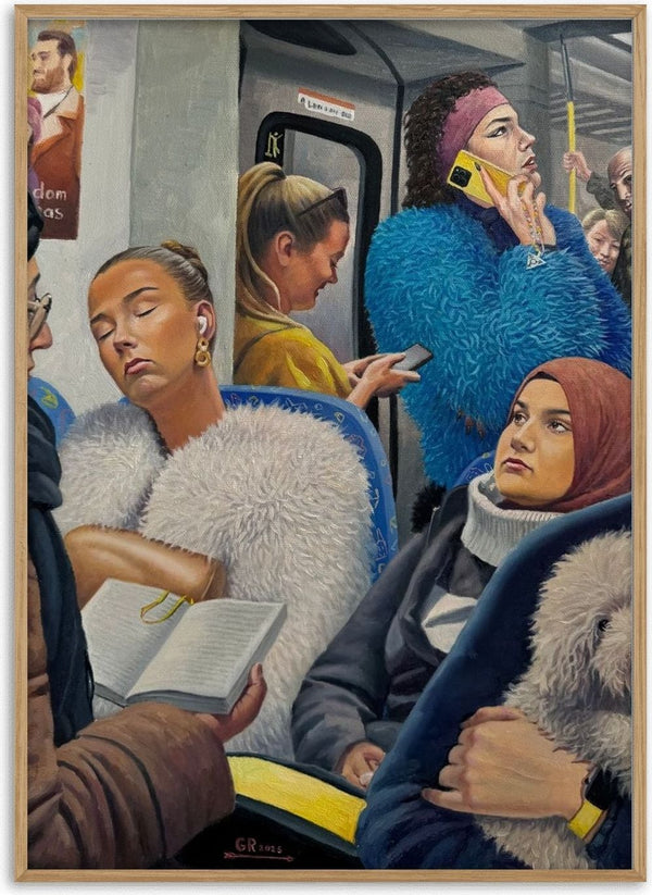 På ett vinterkvällståg… by Ramz Gadzh - passengers on a crowded evening train