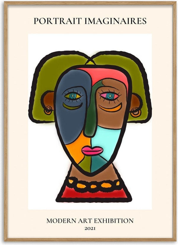 Abstract colorful portrait illustration featured on the Portrait Imaginaires Colors Plakat product page.