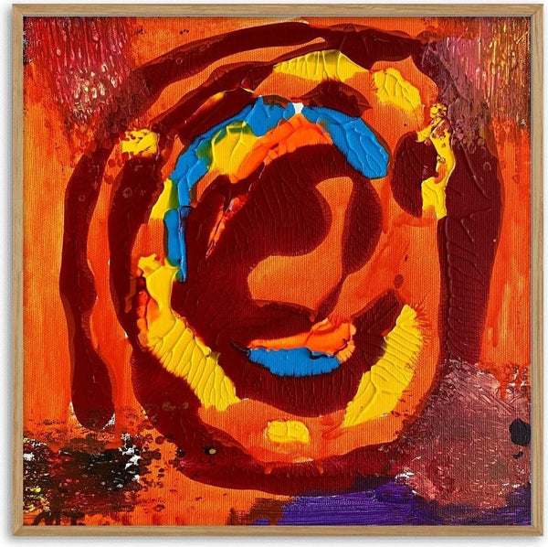 Summer by Maria-Tia - dark red spiral with yellow and blue bands on orange