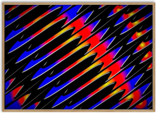 The Magic of Colors by Walter Zettl - diagonal blades of blue, red, violet and yellow on black