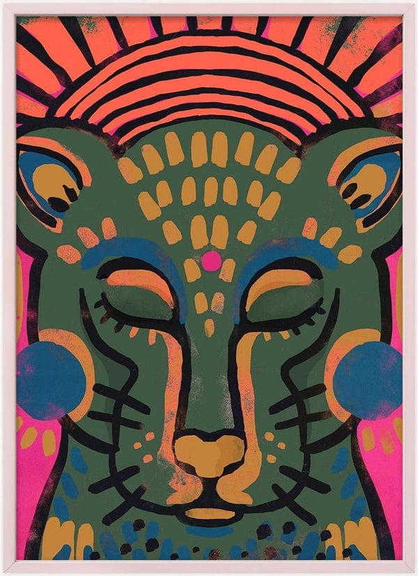 Colorful abstract illustration of a tiger's face with bold patterns, representing Tiger No. 02 - Treechild product.