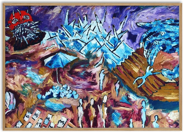 To the ends of the world by Will Black - blue ice peaks under a violet sky above a crowded brown landscape